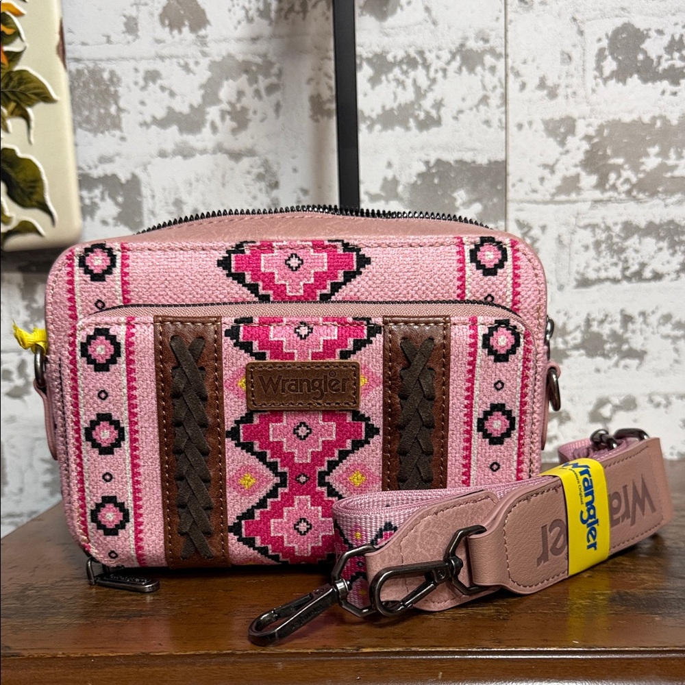 Wrangler Pink and Brown Crossbody Bag